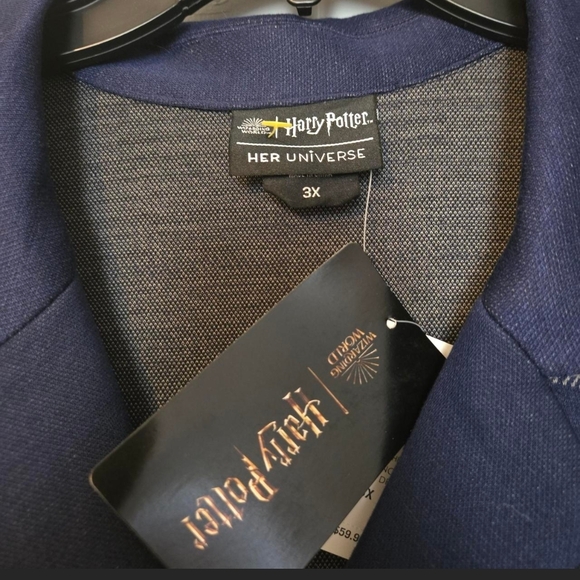 Harry Potter Ravenclaw Her Universe Navy and Gray Plaid Button Down Dress - Picture 5 of 5